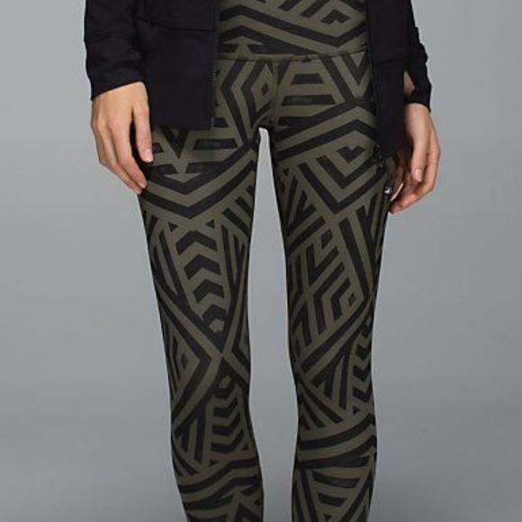 Lululemon Crop Leggings Green And Black 